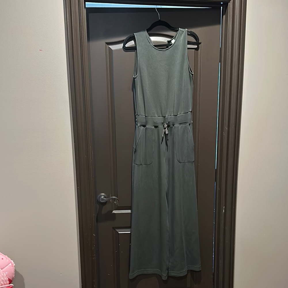 SPANX Gray Wide-Leg Jumpsuit with Tie Belt